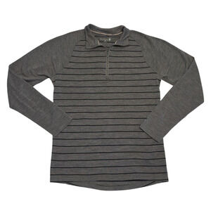 Smartwool 1/4 Zip Pullover Mens M Gray Striped Thermal Merino Wool Layer Travel